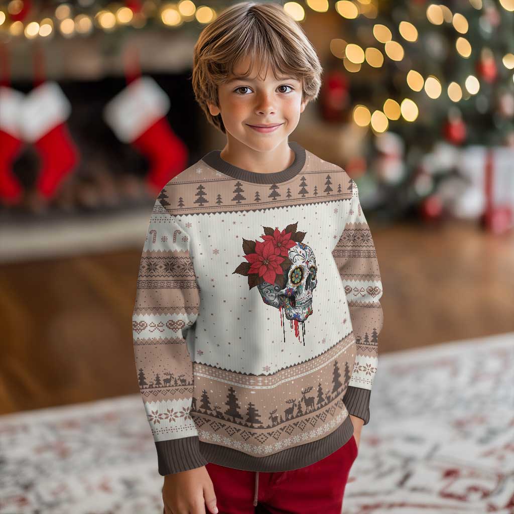 Sugar Skull Calavera Holiday Spirit Mistletoe Ugly Christmas Sweater - Wonder Print Shop