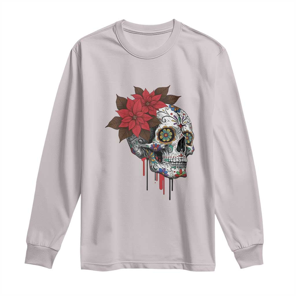 Sugar Skull Calavera Holiday Spirit Mistletoe Long Sleeve Shirt - Wonder Print Shop