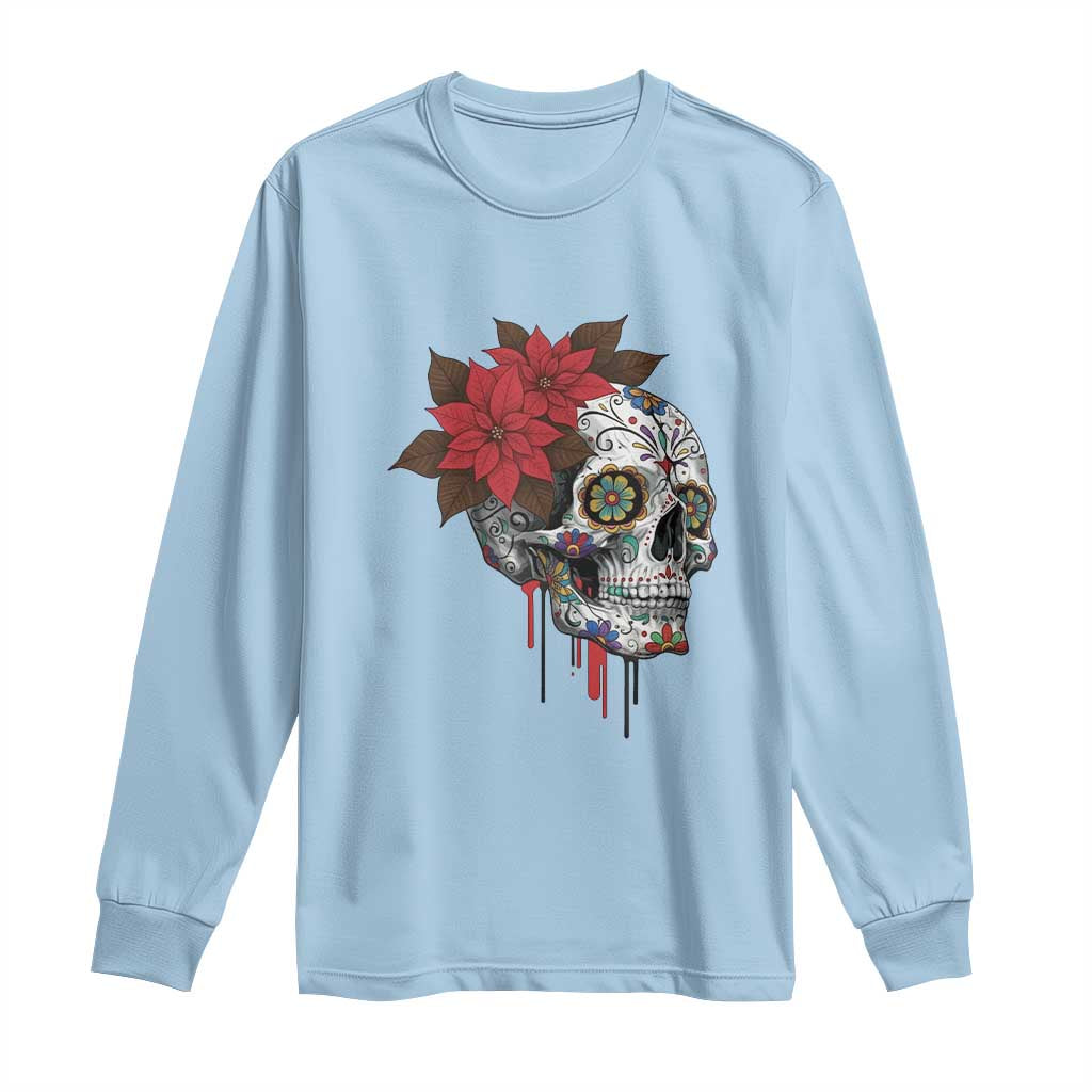 Sugar Skull Calavera Holiday Spirit Mistletoe Long Sleeve Shirt - Wonder Print Shop