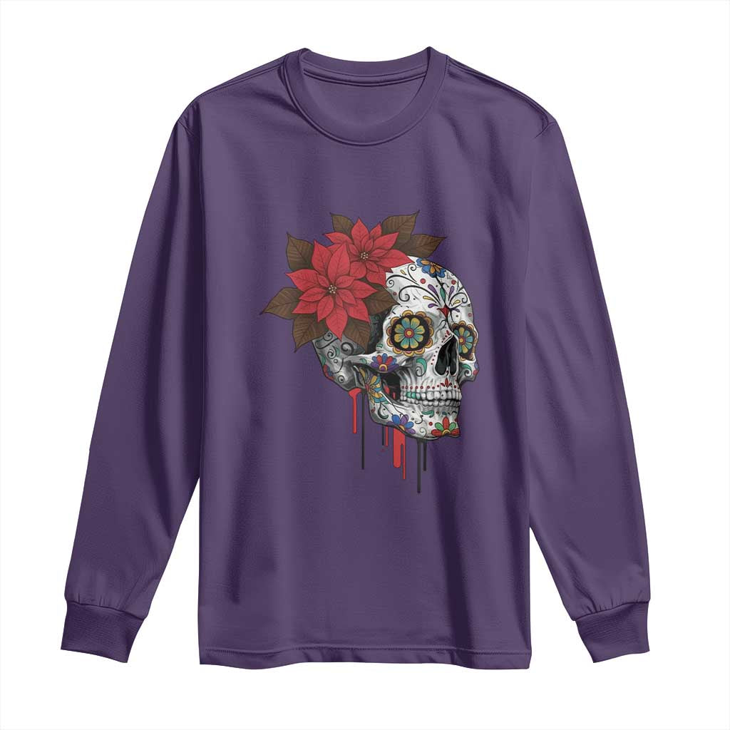 Sugar Skull Calavera Holiday Spirit Mistletoe Long Sleeve Shirt - Wonder Print Shop