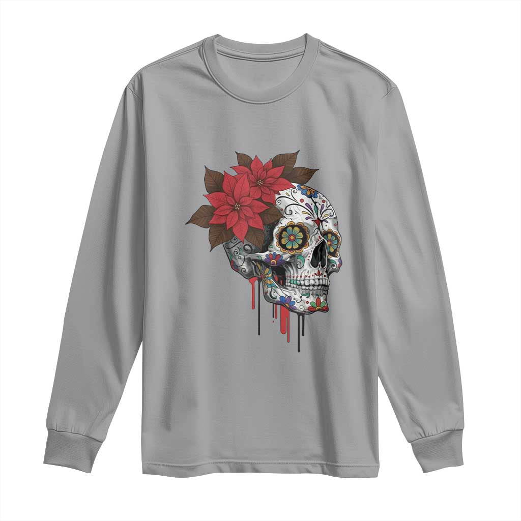 Sugar Skull Calavera Holiday Spirit Mistletoe Long Sleeve Shirt - Wonder Print Shop