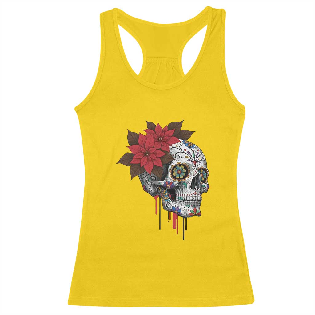 Sugar Skull Calavera Holiday Spirit Mistletoe Racerback Tank Top - Wonder Print Shop