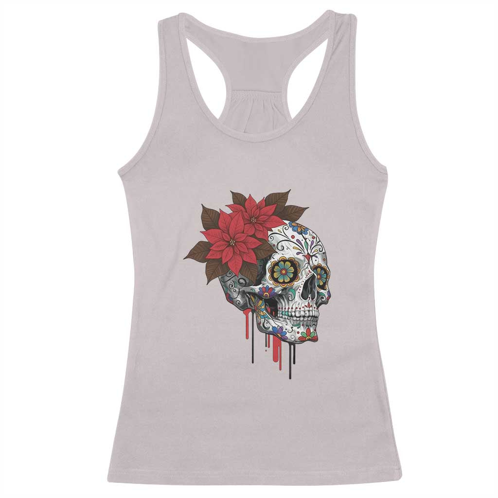 Sugar Skull Calavera Holiday Spirit Mistletoe Racerback Tank Top - Wonder Print Shop