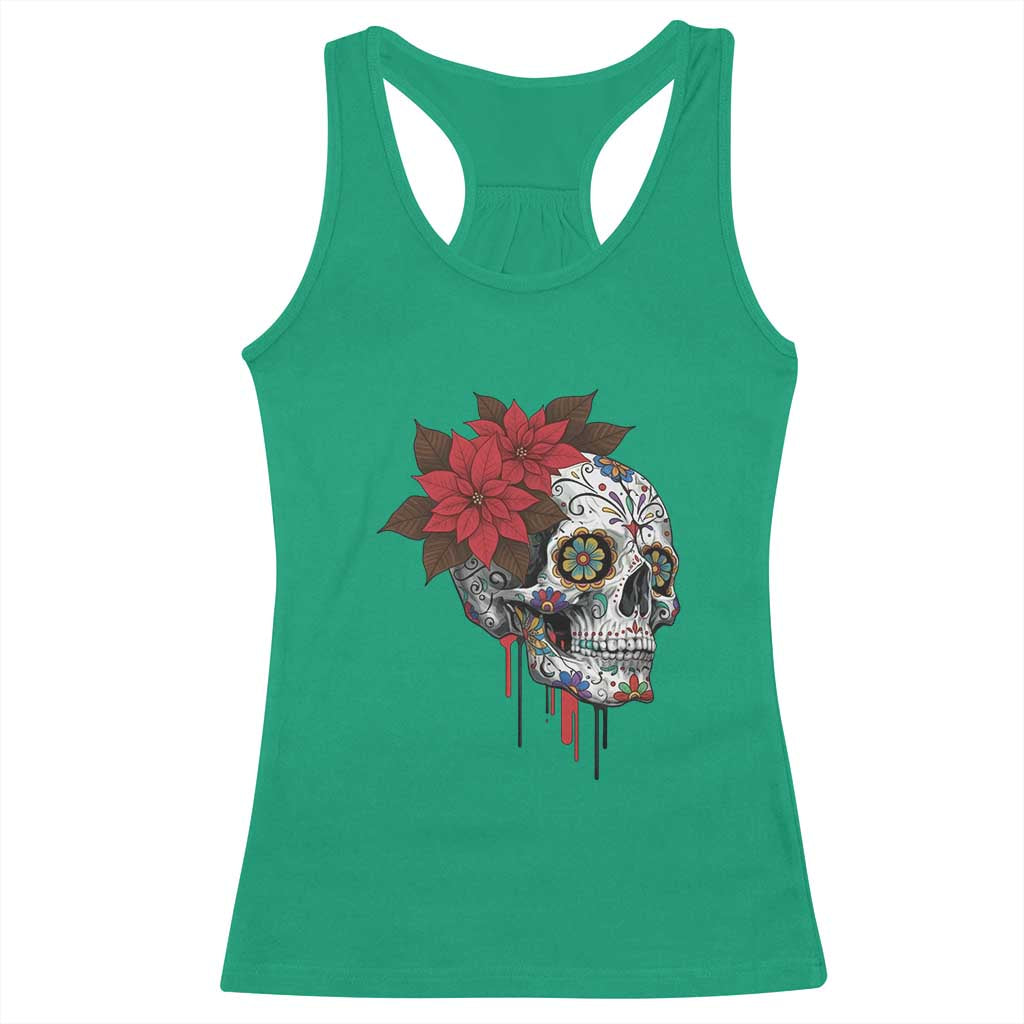 Sugar Skull Calavera Holiday Spirit Mistletoe Racerback Tank Top - Wonder Print Shop
