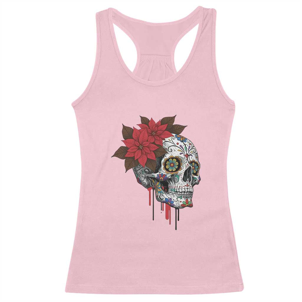 Sugar Skull Calavera Holiday Spirit Mistletoe Racerback Tank Top - Wonder Print Shop