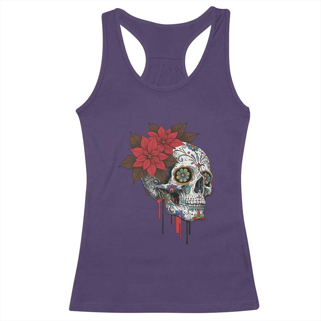 Sugar Skull Calavera Holiday Spirit Mistletoe Racerback Tank Top - Wonder Print Shop