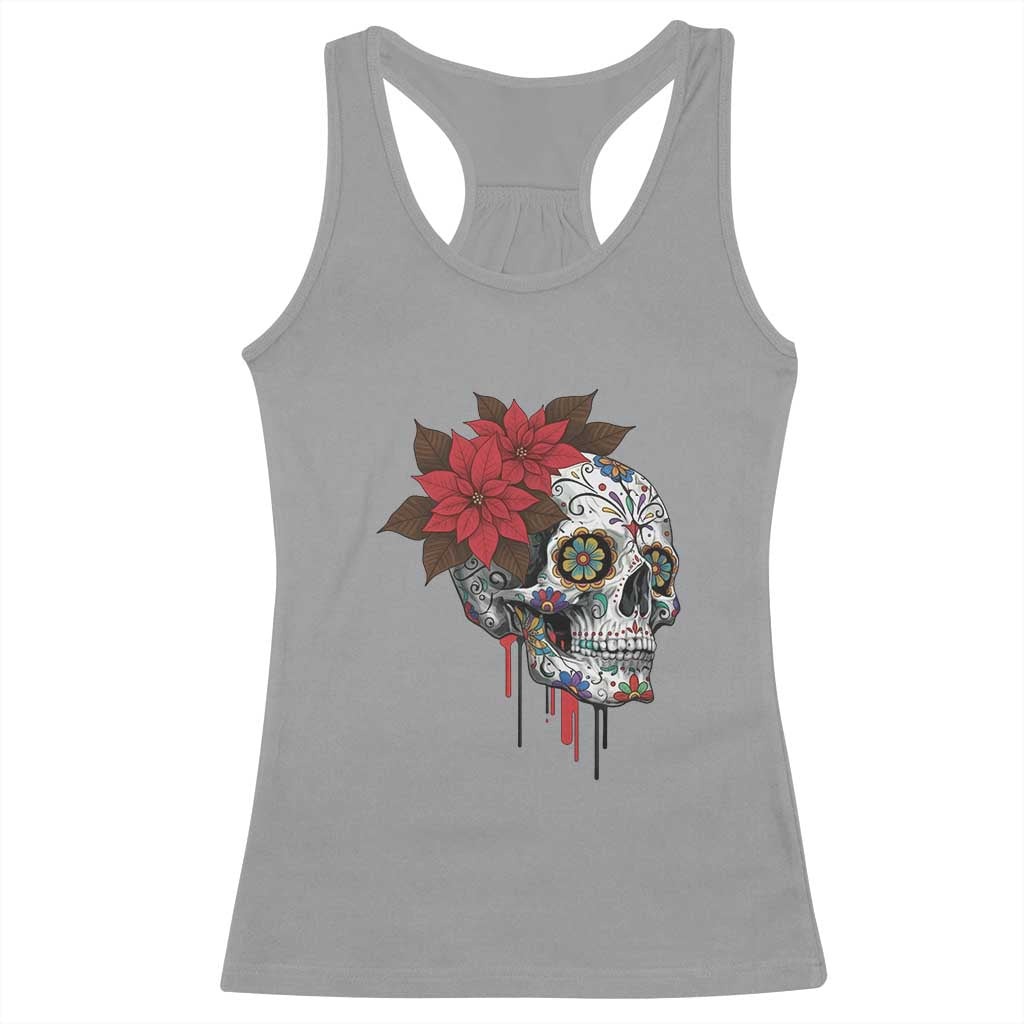 Sugar Skull Calavera Holiday Spirit Mistletoe Racerback Tank Top - Wonder Print Shop