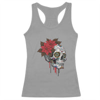 Sugar Skull Calavera Holiday Spirit Mistletoe Racerback Tank Top - Wonder Print Shop