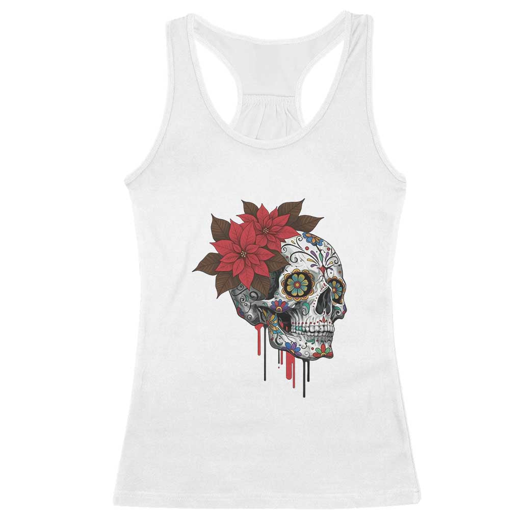 Sugar Skull Calavera Holiday Spirit Mistletoe Racerback Tank Top - Wonder Print Shop