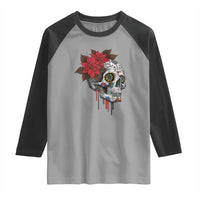 Sugar Skull Calavera Holiday Spirit Mistletoe Raglan Shirt - Wonder Print Shop