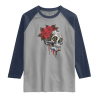 Sugar Skull Calavera Holiday Spirit Mistletoe Raglan Shirt - Wonder Print Shop