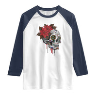 Sugar Skull Calavera Holiday Spirit Mistletoe Raglan Shirt - Wonder Print Shop