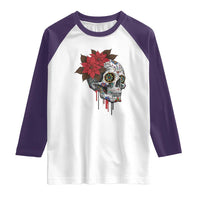 Sugar Skull Calavera Holiday Spirit Mistletoe Raglan Shirt - Wonder Print Shop
