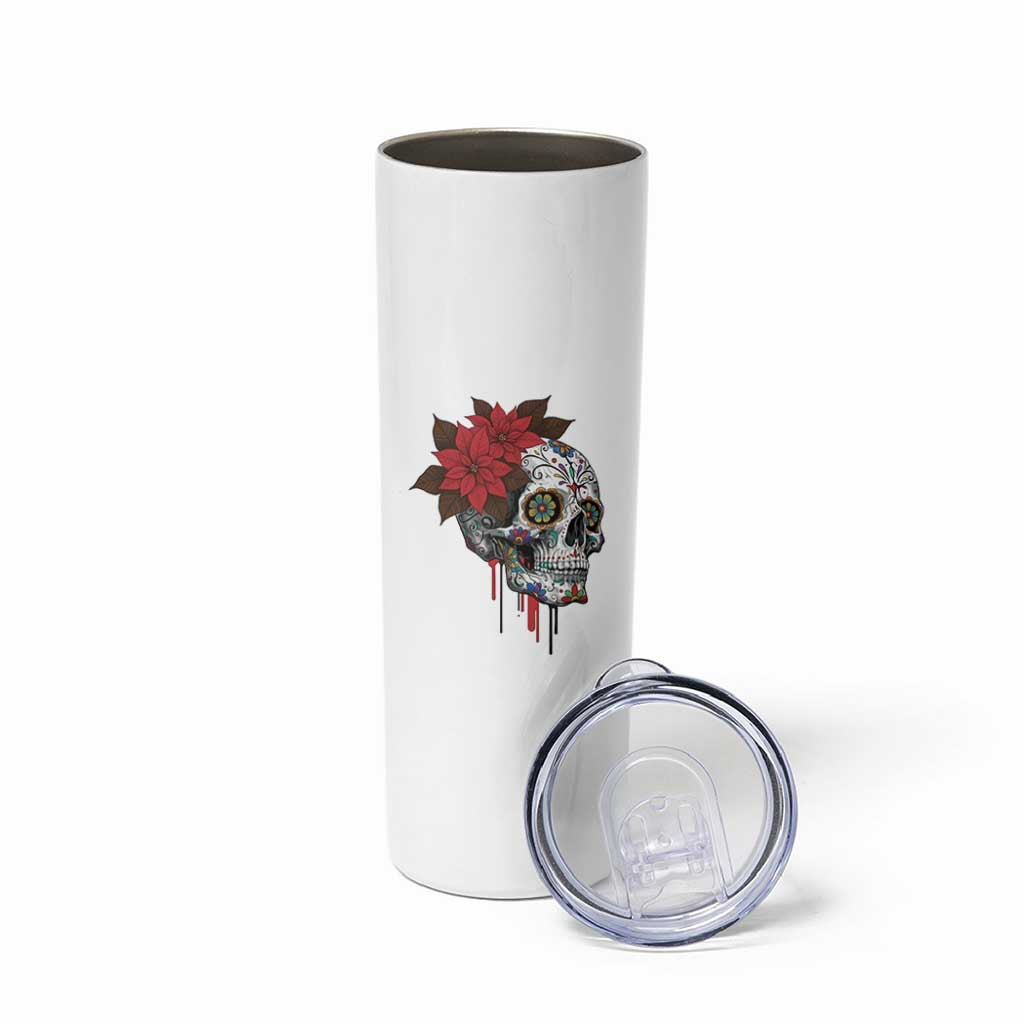 Sugar Skull Calavera Holiday Spirit Mistletoe Skinny Tumbler - Wonder Print Shop