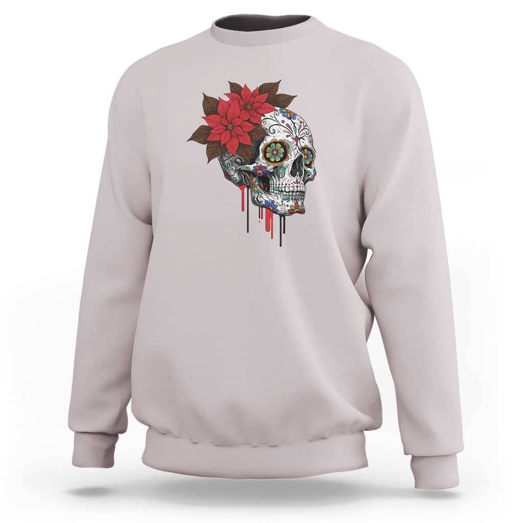 Sugar Skull Calavera Holiday Spirit Mistletoe Sweatshirt - Wonder Print Shop
