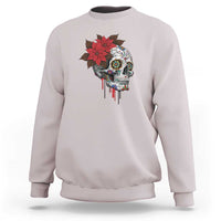 Sugar Skull Calavera Holiday Spirit Mistletoe Sweatshirt - Wonder Print Shop