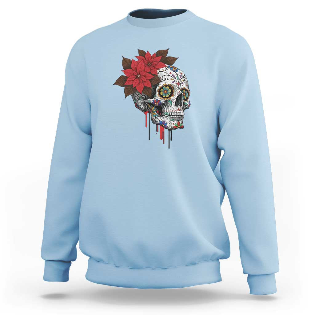 Sugar Skull Calavera Holiday Spirit Mistletoe Sweatshirt - Wonder Print Shop