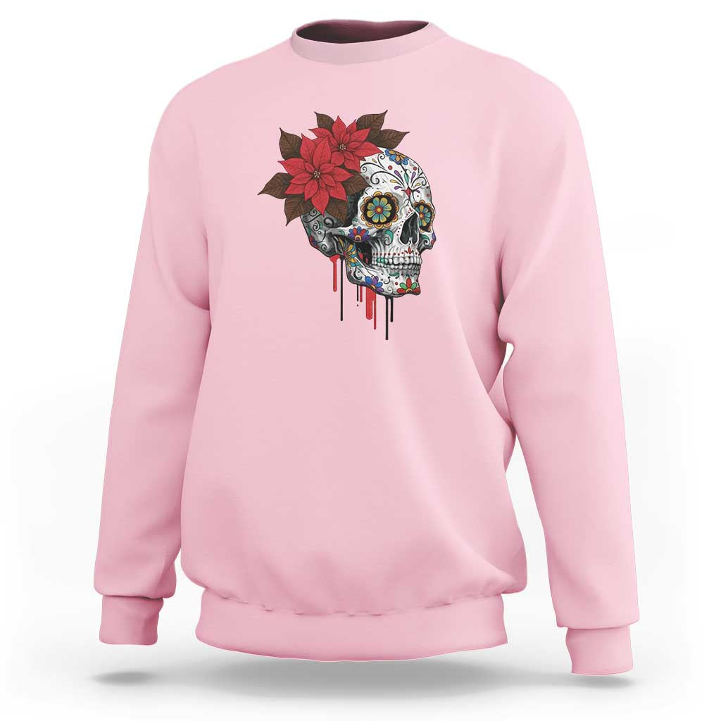 Sugar Skull Calavera Holiday Spirit Mistletoe Sweatshirt - Wonder Print Shop