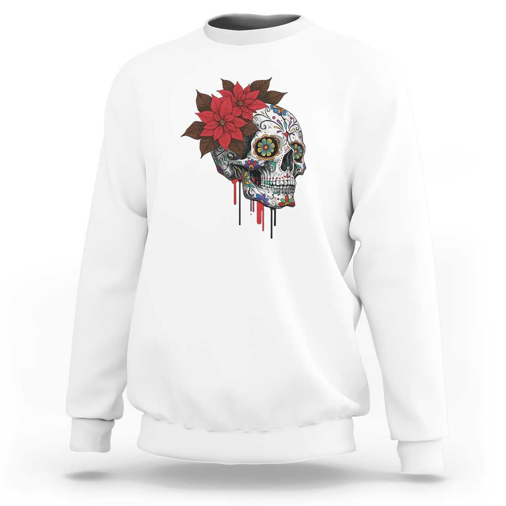 Sugar Skull Calavera Holiday Spirit Mistletoe Sweatshirt - Wonder Print Shop