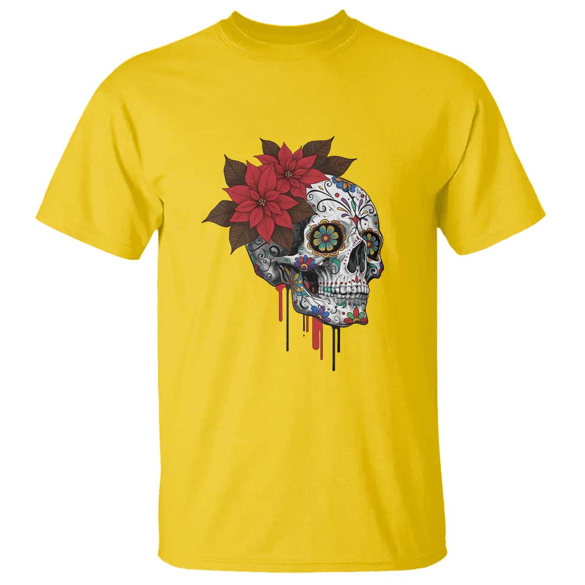 Sugar Skull Calavera Holiday Spirit Mistletoe T Shirt - Wonder Print Shop