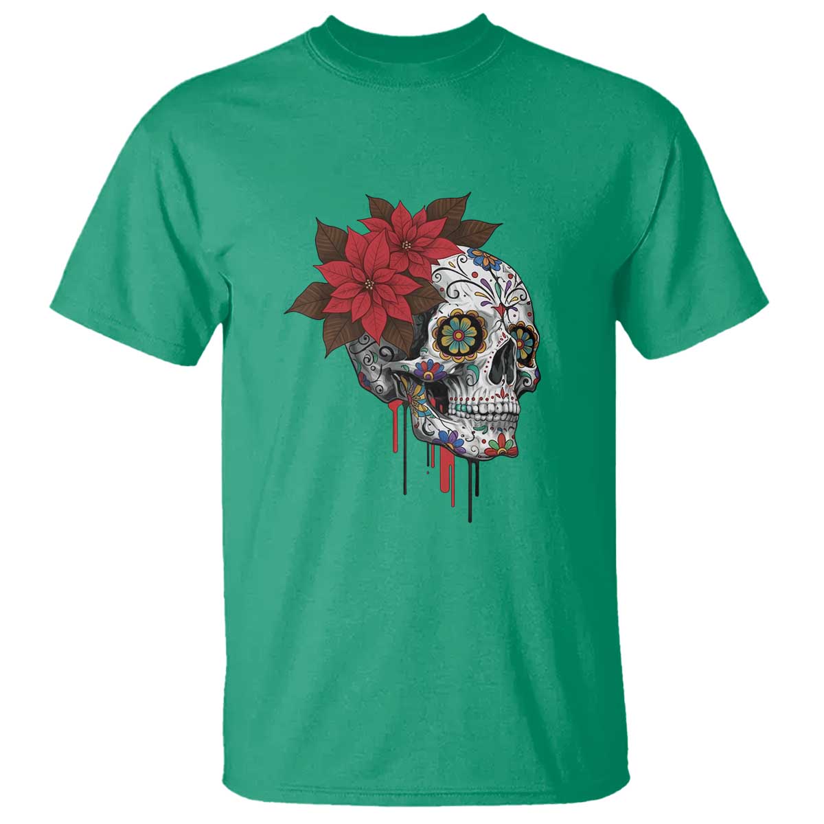 Sugar Skull Calavera Holiday Spirit Mistletoe T Shirt - Wonder Print Shop