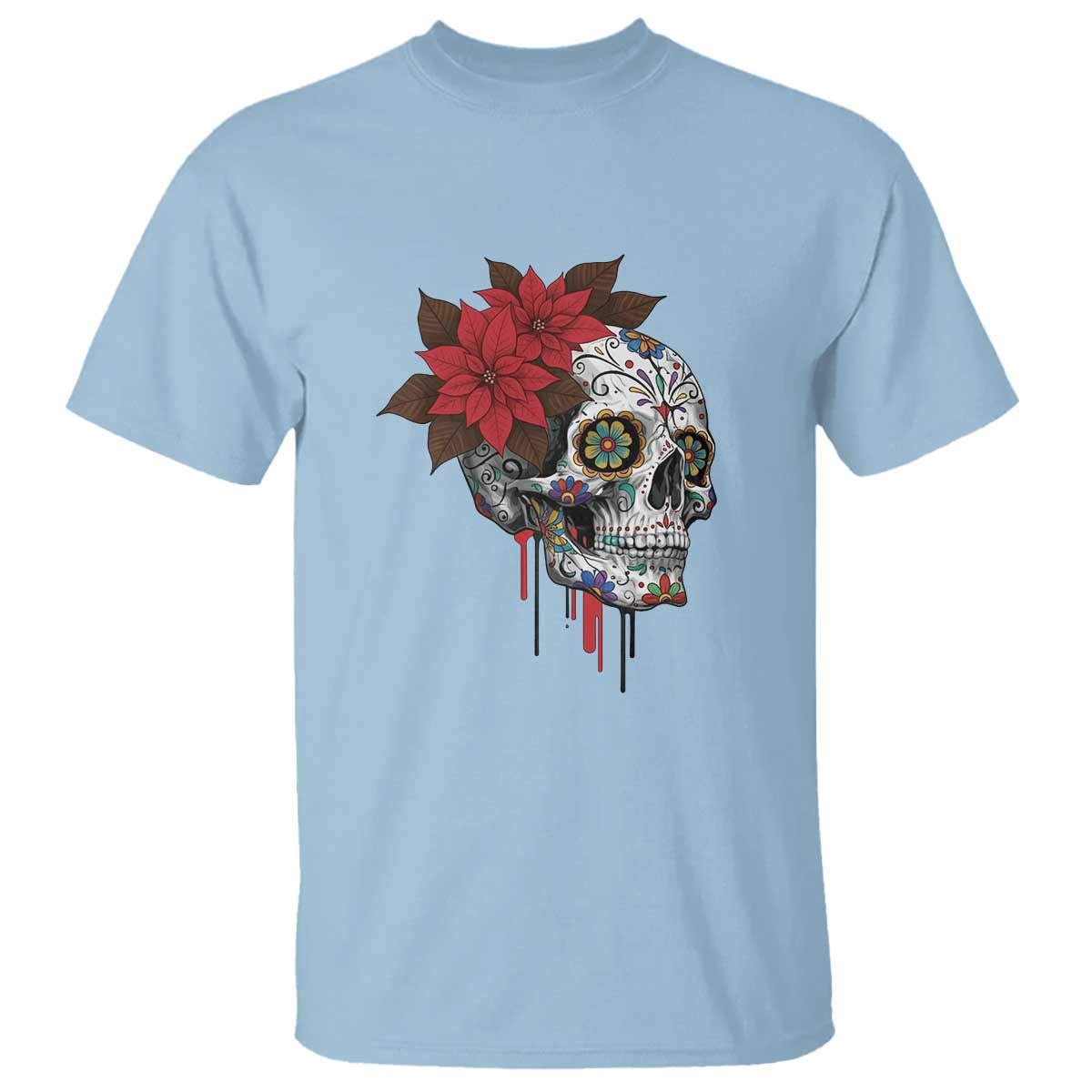 Sugar Skull Calavera Holiday Spirit Mistletoe T Shirt - Wonder Print Shop
