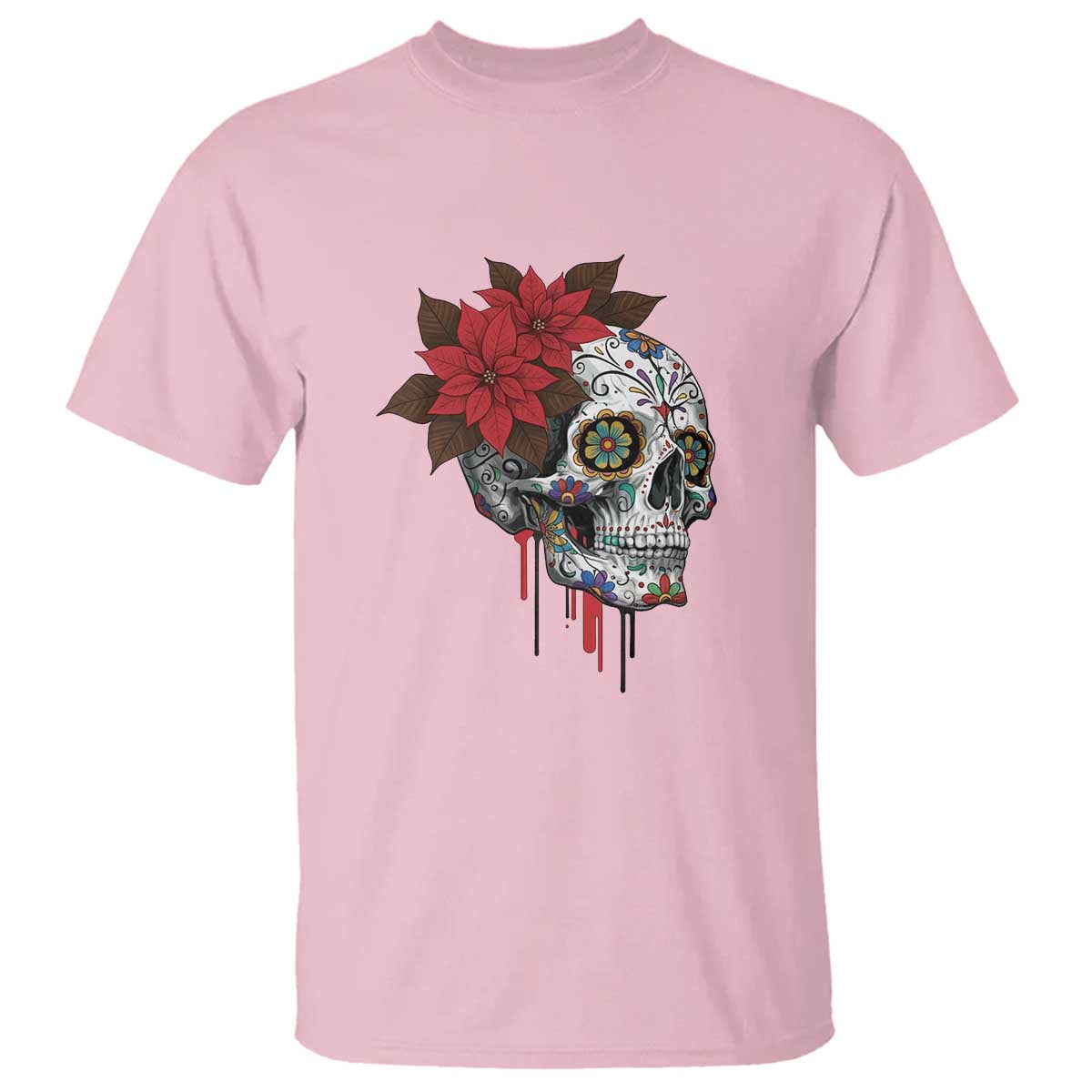 Sugar Skull Calavera Holiday Spirit Mistletoe T Shirt - Wonder Print Shop