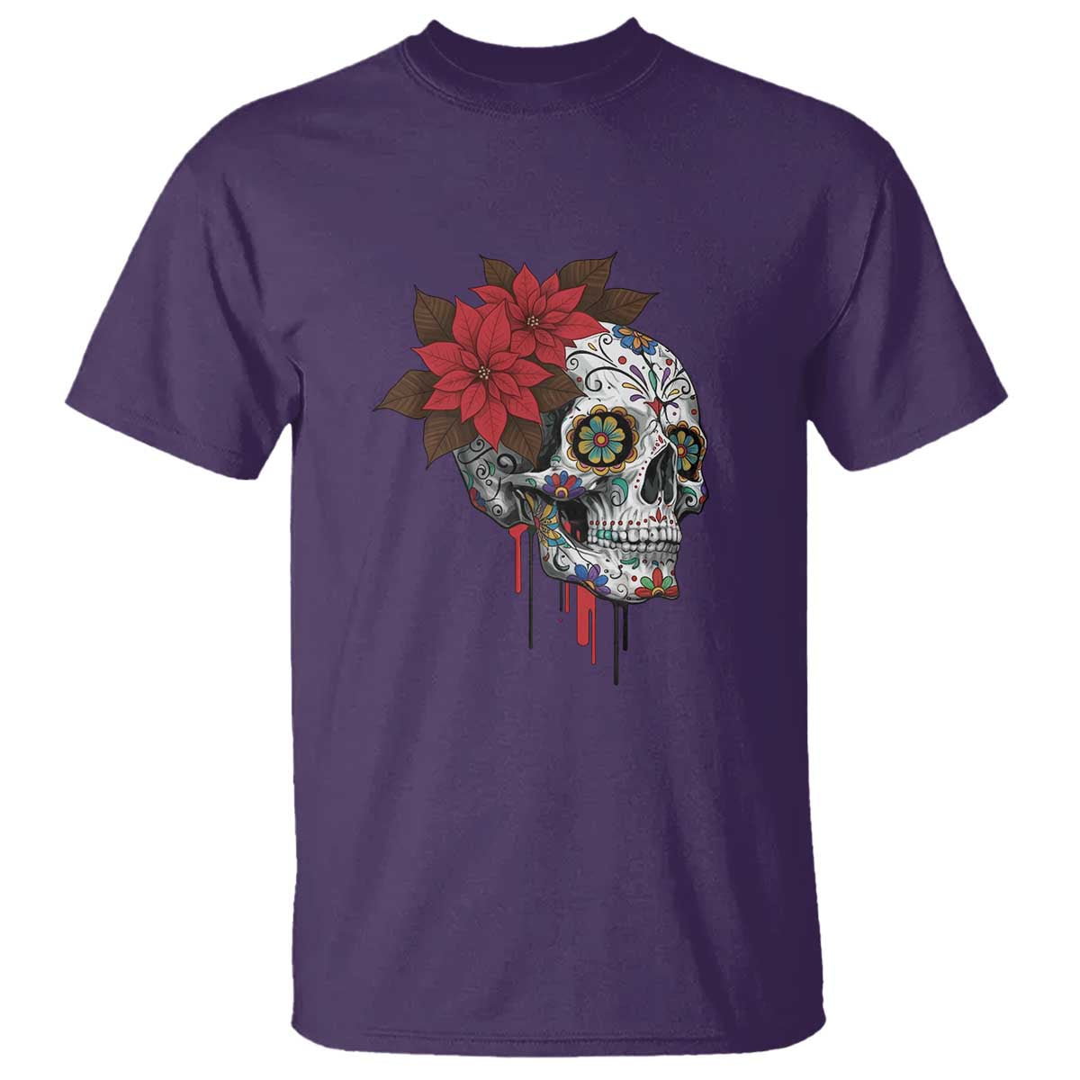 Sugar Skull Calavera Holiday Spirit Mistletoe T Shirt - Wonder Print Shop