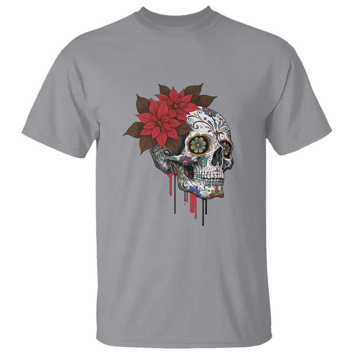 Sugar Skull Calavera Holiday Spirit Mistletoe T Shirt - Wonder Print Shop
