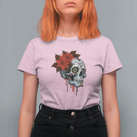 Sugar Skull Calavera Holiday Spirit Mistletoe T Shirt For Women - Wonder Print Shop