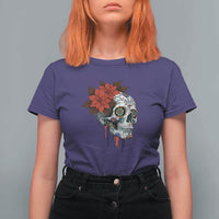 Sugar Skull Calavera Holiday Spirit Mistletoe T Shirt For Women - Wonder Print Shop