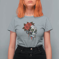 Sugar Skull Calavera Holiday Spirit Mistletoe T Shirt For Women - Wonder Print Shop