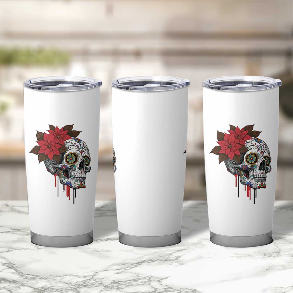 Sugar Skull Calavera Holiday Spirit Mistletoe Tumbler Cup - Wonder Print Shop