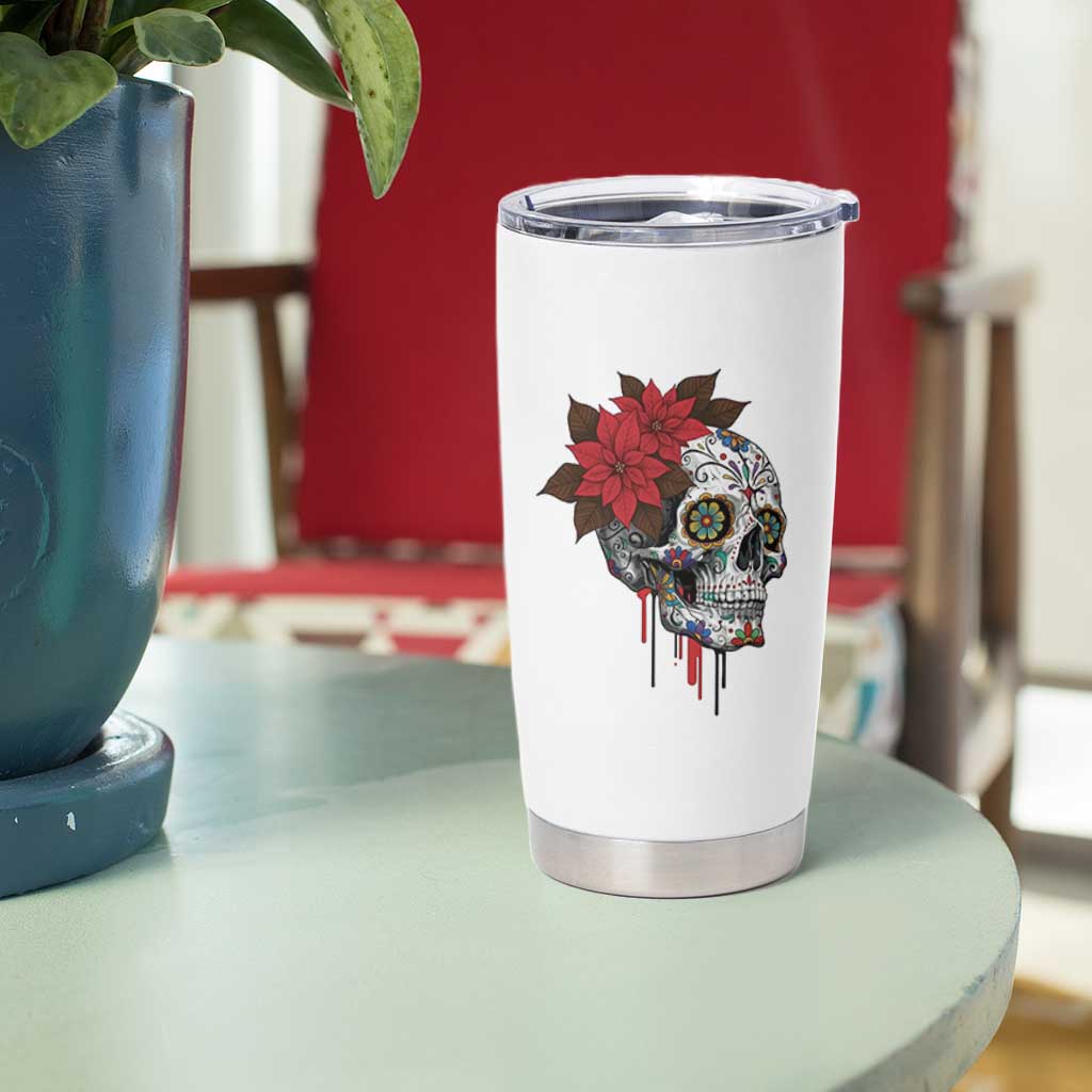 Sugar Skull Calavera Holiday Spirit Mistletoe Tumbler Cup - Wonder Print Shop
