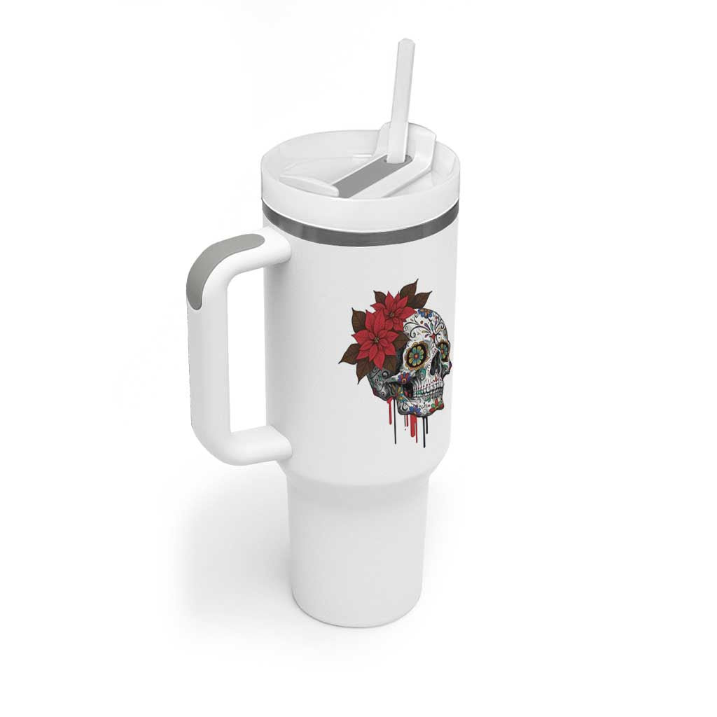 Sugar Skull Calavera Holiday Spirit Mistletoe Tumbler With Handle - Wonder Print Shop