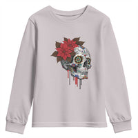 Sugar Skull Calavera Holiday Spirit Mistletoe Youth Sweatshirt - Wonder Print Shop