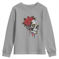 Sugar Skull Calavera Holiday Spirit Mistletoe Youth Sweatshirt - Wonder Print Shop