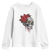 Sugar Skull Calavera Holiday Spirit Mistletoe Youth Sweatshirt - Wonder Print Shop
