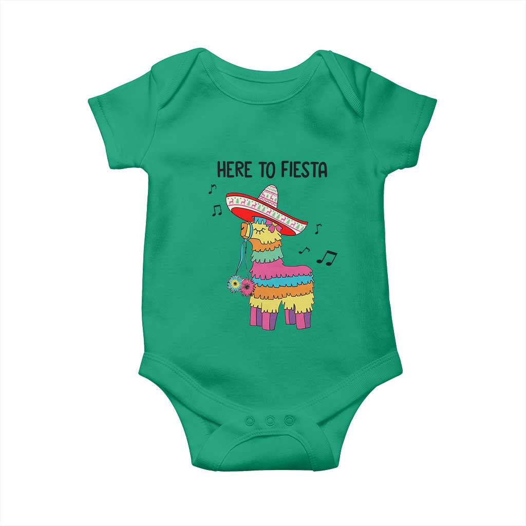 Funny Pinata Mexican Baby Onesie Here To Fiesta - Wonder Print Shop
