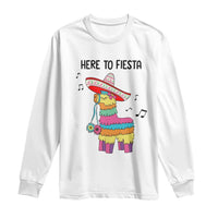 Funny Pinata Mexican Long Sleeve Shirt Here To Fiesta - Wonder Print Shop