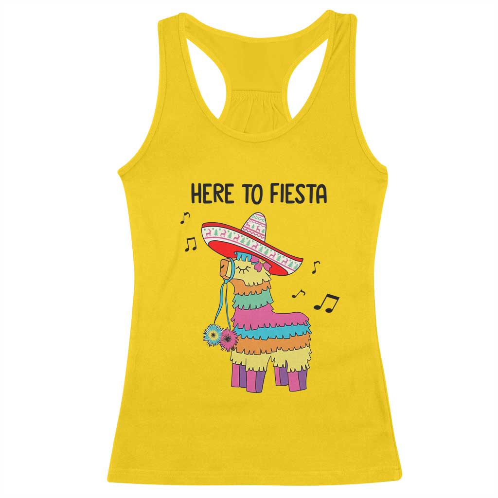 Funny Pinata Mexican Racerback Tank Top Here To Fiesta - Wonder Print Shop