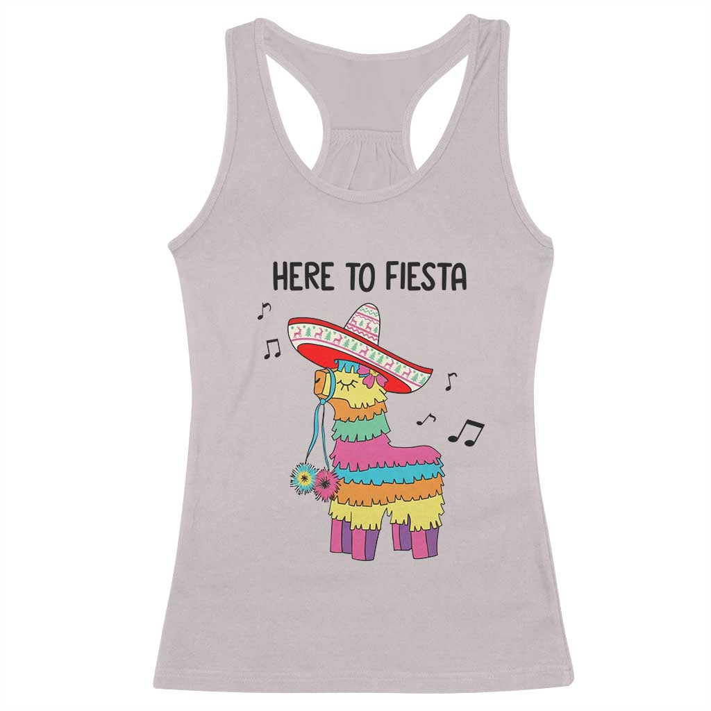 Funny Pinata Mexican Racerback Tank Top Here To Fiesta - Wonder Print Shop