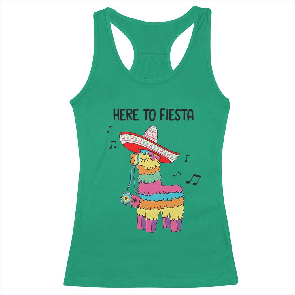 Funny Pinata Mexican Racerback Tank Top Here To Fiesta - Wonder Print Shop