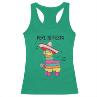 Funny Pinata Mexican Racerback Tank Top Here To Fiesta - Wonder Print Shop