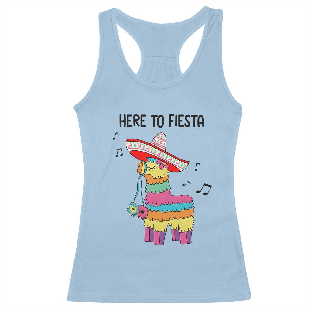 Funny Pinata Mexican Racerback Tank Top Here To Fiesta - Wonder Print Shop