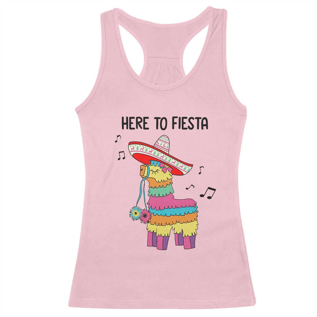 Funny Pinata Mexican Racerback Tank Top Here To Fiesta - Wonder Print Shop