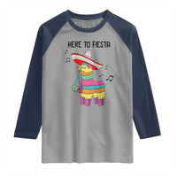 Funny Pinata Mexican Raglan Shirt Here To Fiesta - Wonder Print Shop