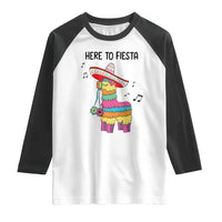 Funny Pinata Mexican Raglan Shirt Here To Fiesta - Wonder Print Shop