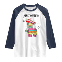 Funny Pinata Mexican Raglan Shirt Here To Fiesta - Wonder Print Shop