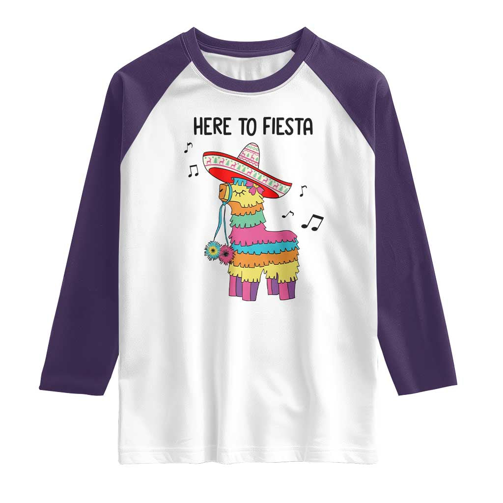 Funny Pinata Mexican Raglan Shirt Here To Fiesta - Wonder Print Shop